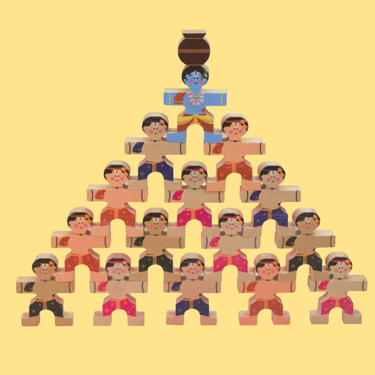 Taali Makhan Chor - Wooden Figurine Stacking Toy Set (6 Months+)