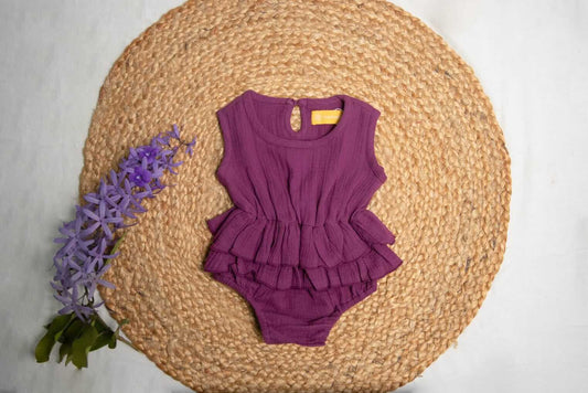 Muslin Cotton Sleeveless Ruffle Romper (0-2 Years)
