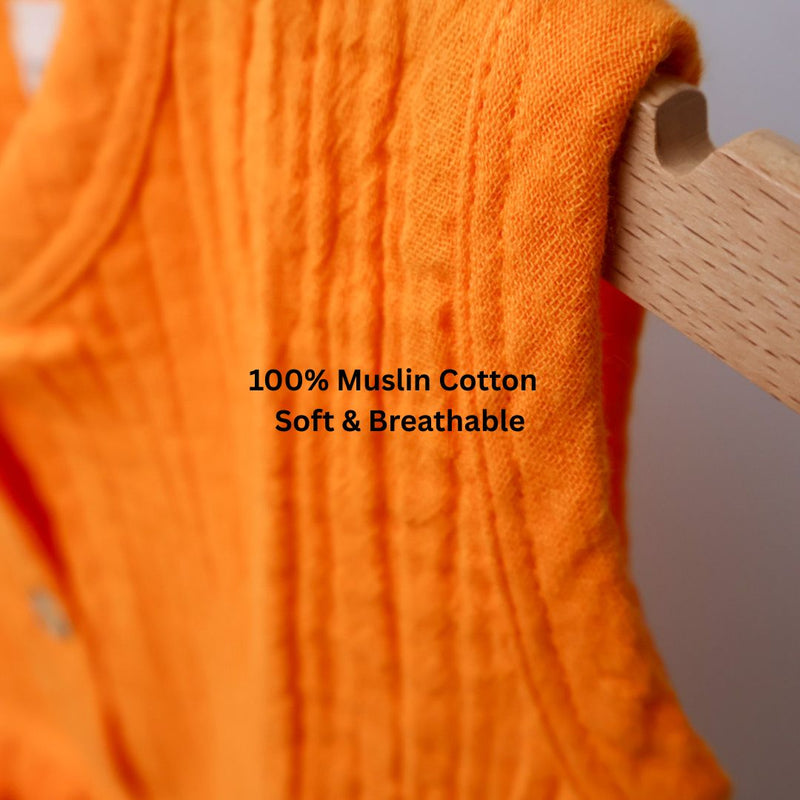 Mustard Organic Muslin Cotton Frocks (0-3 Years)