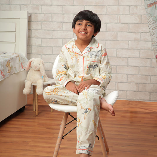 Baby It's A Wild World Night Suit (Cream) (1-11 Years)