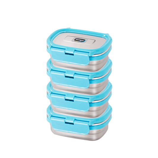 Veigo Chutney & Condiment Stainless Steel Storage Dabbi - Set of 4 (All Ages)