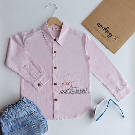 Chuk Chuk Embroidered Formal Shirt - Light Pink (1-8 Years)