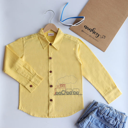 Chuk Chuk Embroidered Formal Shirt - Yellow (1-8 Years)