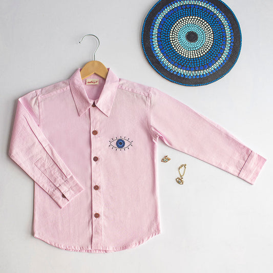 Evil Eye Embroidered Unisex Shirt - Light Pink (1-8 Years)