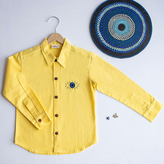Evil Eye Embroidered Unisex Shirt - Yellow (1-8 Years)