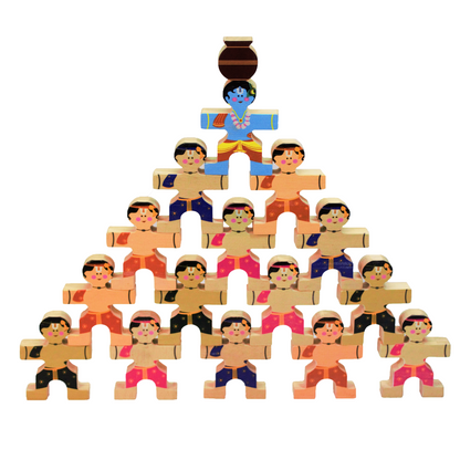 Taali Makhan Chor - Wooden Figurine Stacking Toy Set (6 Months+)