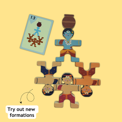 Taali Makhan Chor - Wooden Figurine Stacking Toy Set (6 Months+)