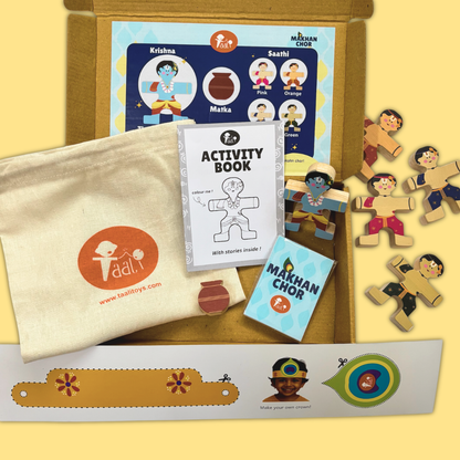 Taali Makhan Chor - Wooden Figurine Stacking Toy Set (6 Months+)