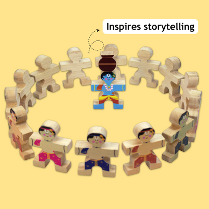 Taali Makhan Chor - Wooden Figurine Stacking Toy Set (6 Months+)
