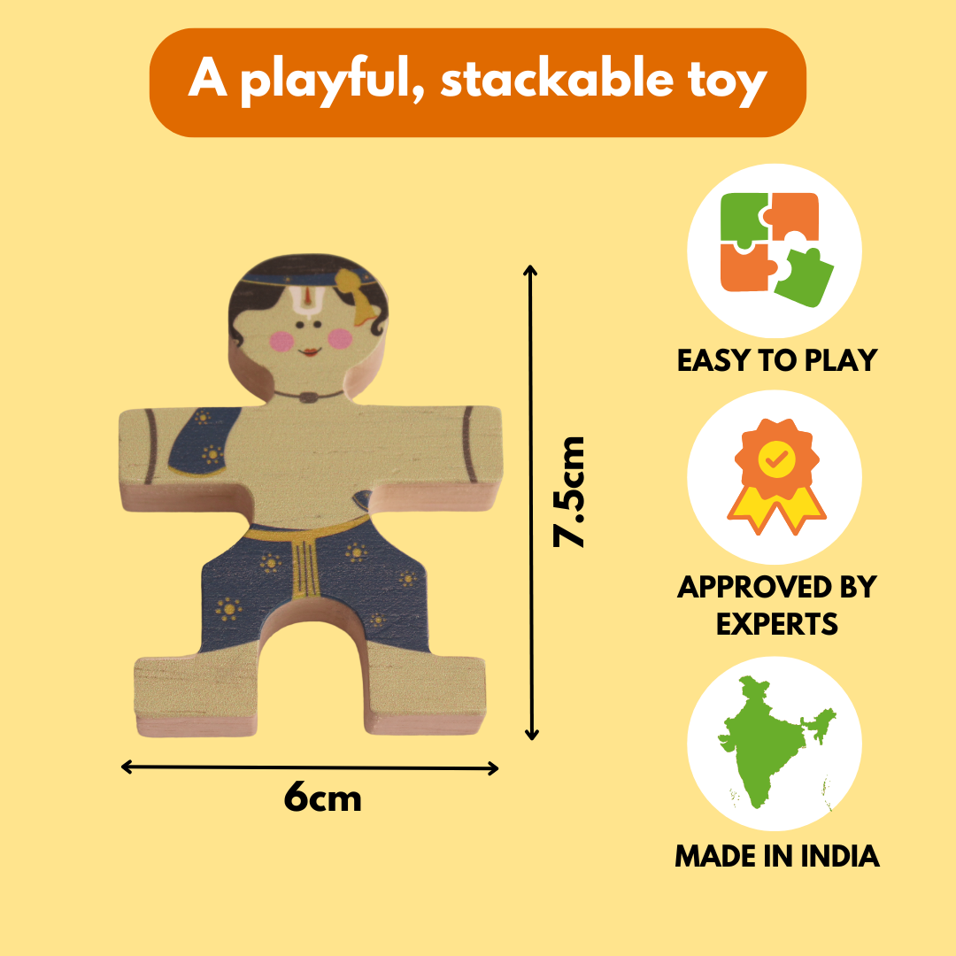 Taali Makhan Chor - Wooden Figurine Stacking Toy Set (6 Months+)