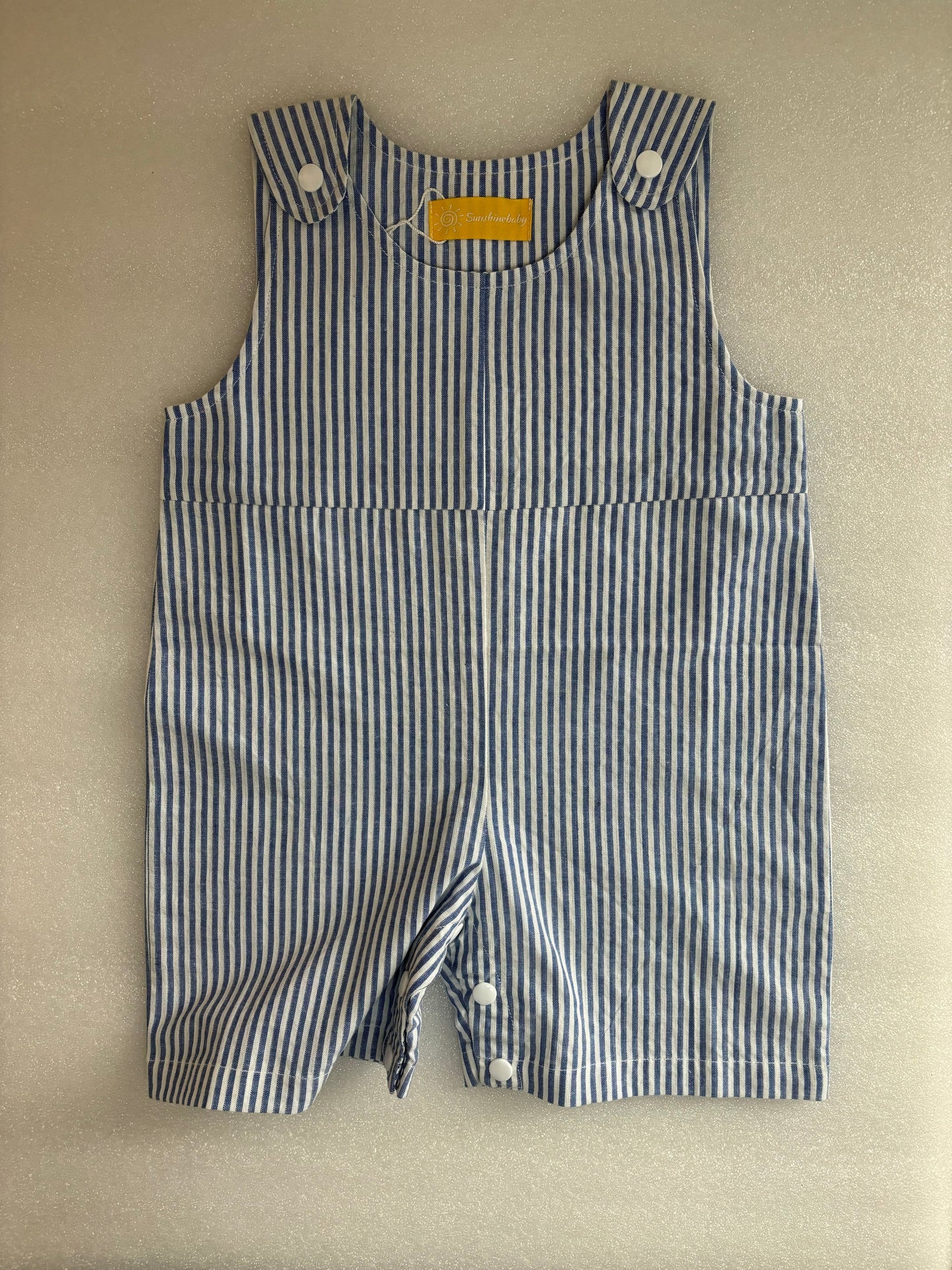 White & Blue Striped Sleeveless Jumpsuit (0-2 Years)