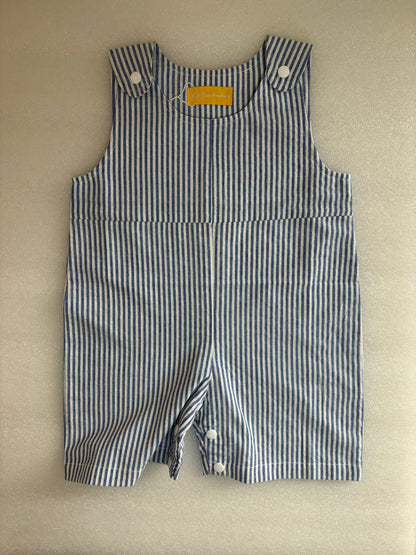 White & Blue Striped Sleeveless Jumpsuit (0-2 Years)