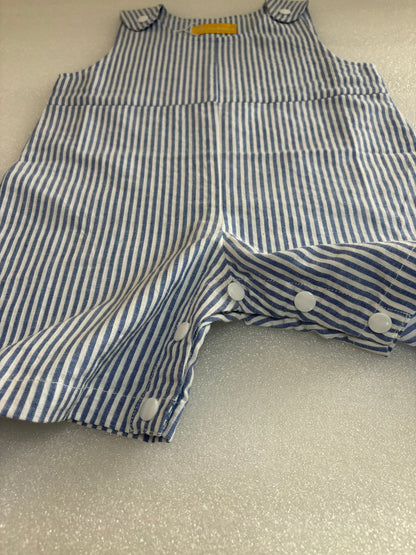 White & Blue Striped Sleeveless Jumpsuit (0-2 Years)