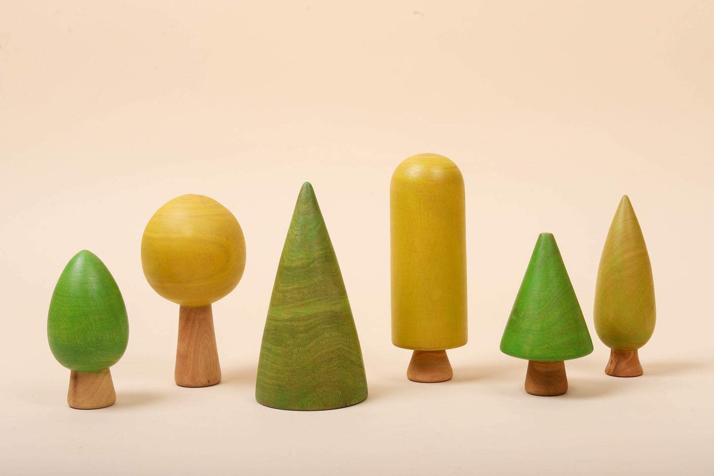 Wooden Tree Toys Set | Forest Trees | Green and Yellow - Bombay Toy Company