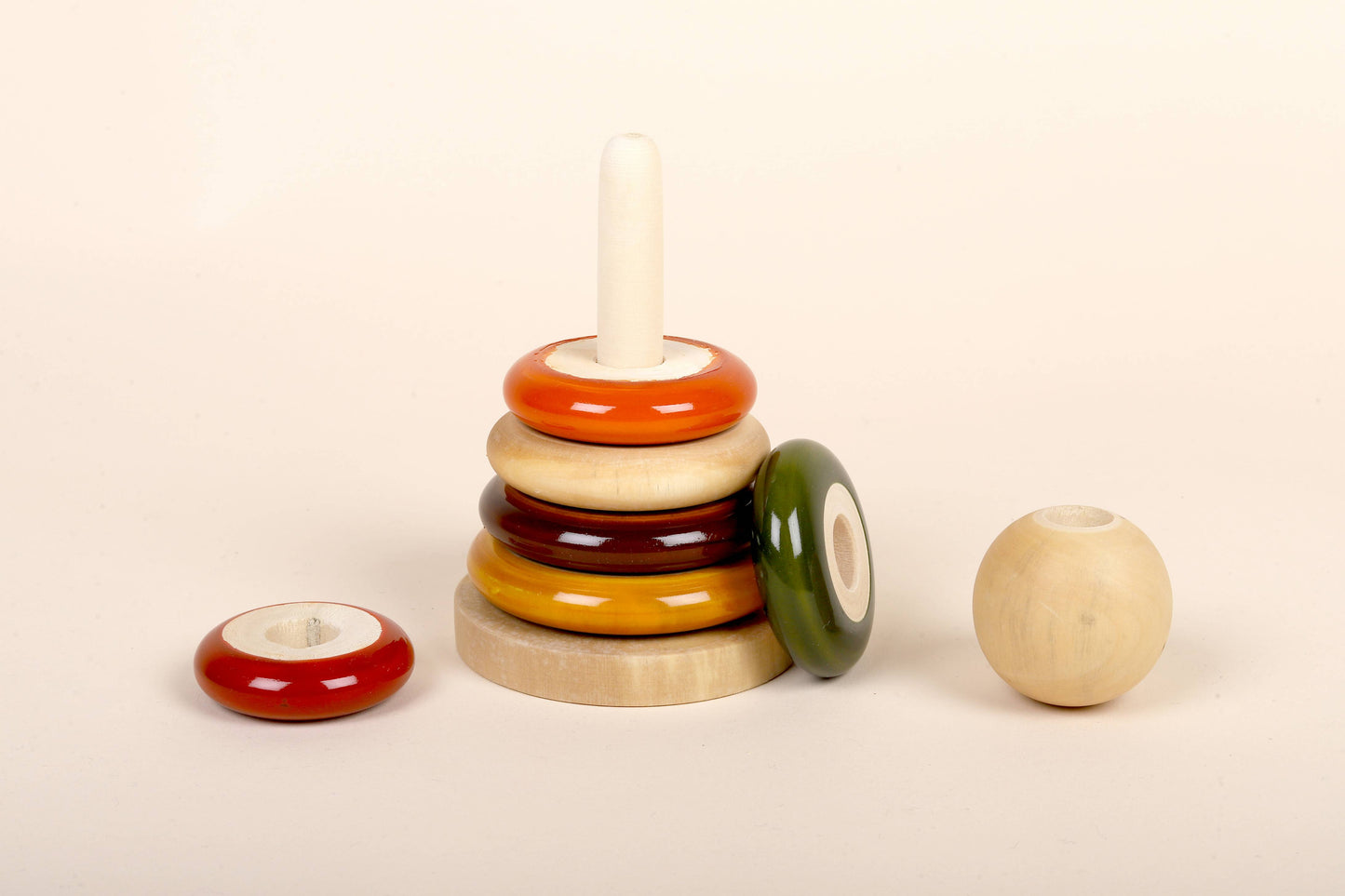 Wooden Ring Stacker | Handcrafted, Eco-Friendly Montessori Toy (0-24 Months)