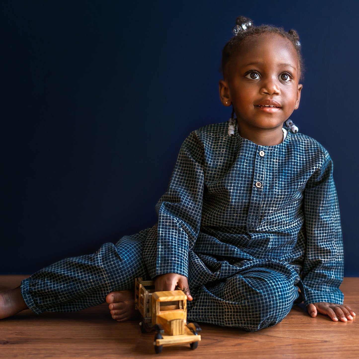 Organic Indigo Check Kurta + Matching Pants (6 Months - 7 Years)