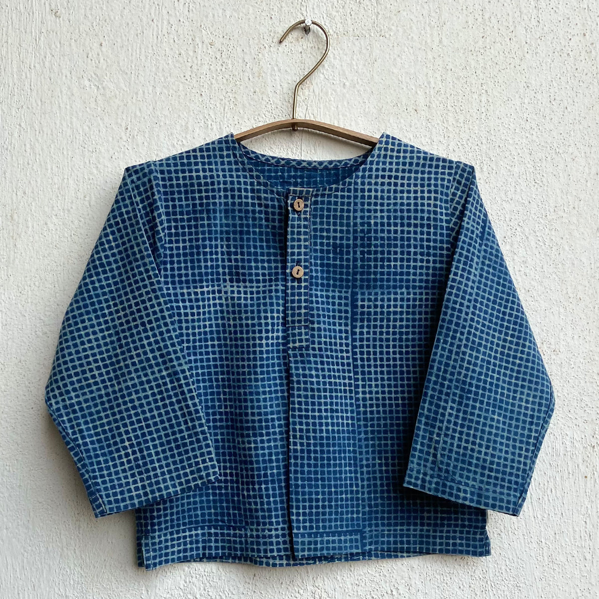 Organic Indigo Check Kurta + Matching Pants (6 Months - 7 Years)