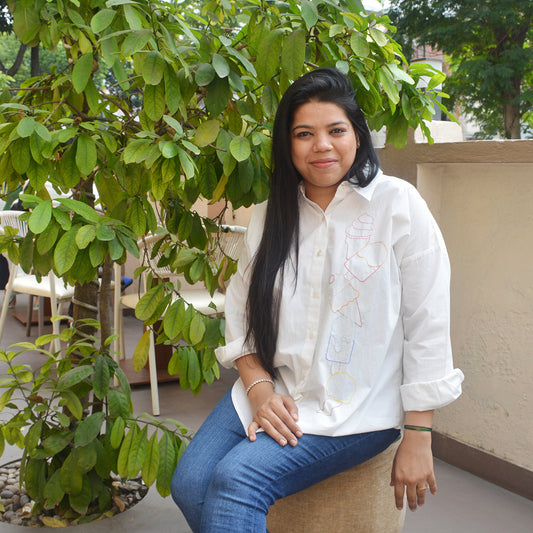 Ice Cream Embroidered Shirt for Women (Adults)