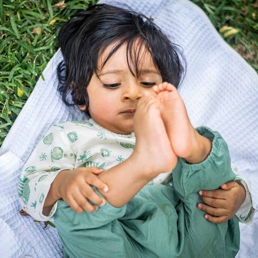 Organic Fish Print Kurta + Mint Pants (6 Months - 7 Years)