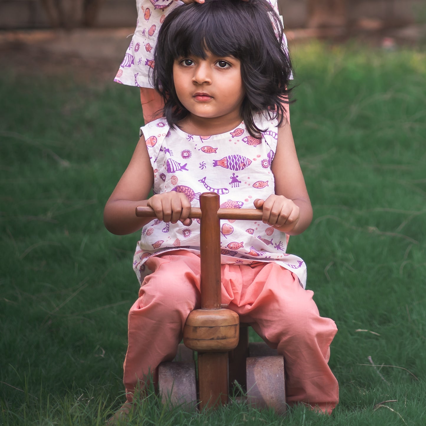 Organic Koi Peach Jhabla With Peach Pants (0-5 Years)