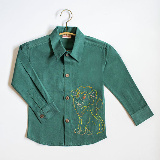 Lion on Pines Embroidered Formal Shirt (1-8 Years)