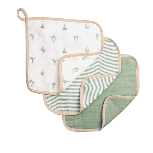 Organic Muslin Washcloths (Set of 3) – Plam (All Ages)