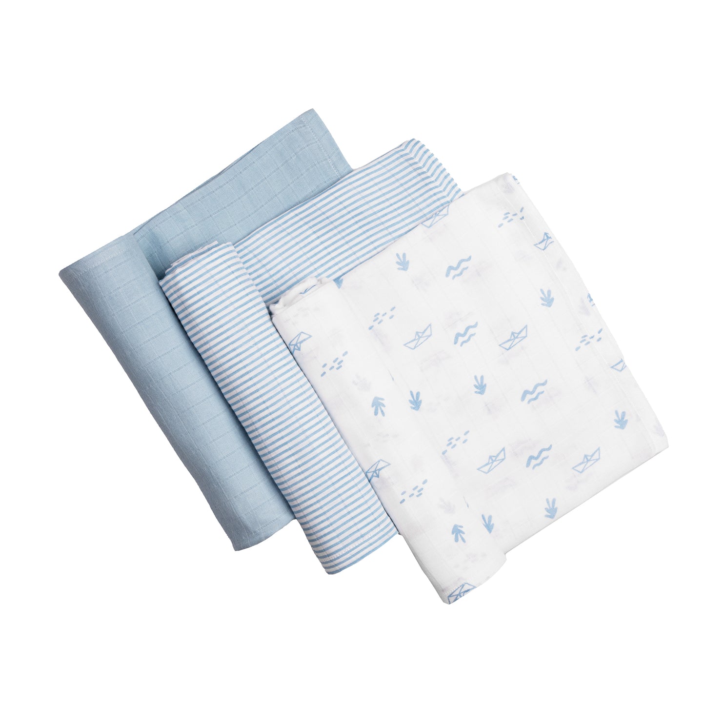 Organic Muslin Swaddles (Set of 3) – Boat (0-6 Months)