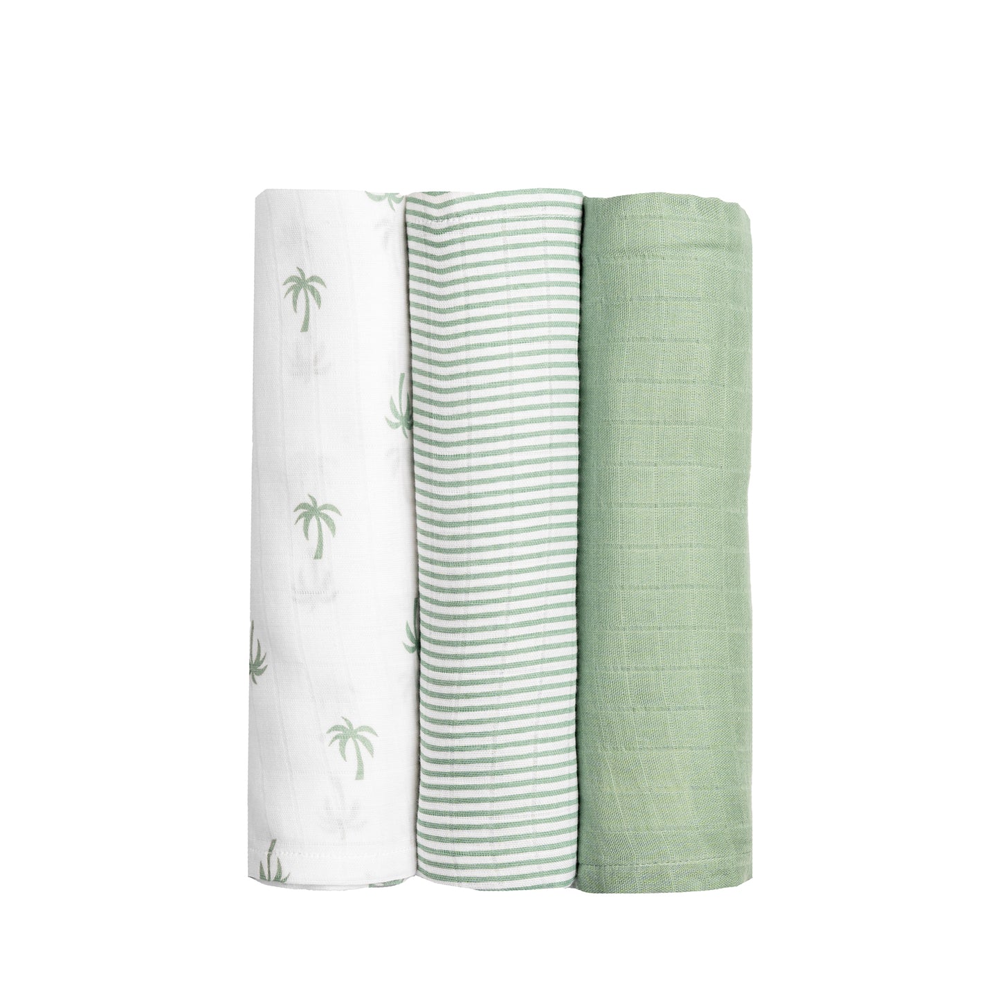 Organic Muslin Swaddles (Set of 3) – Palm (0-6 Months)