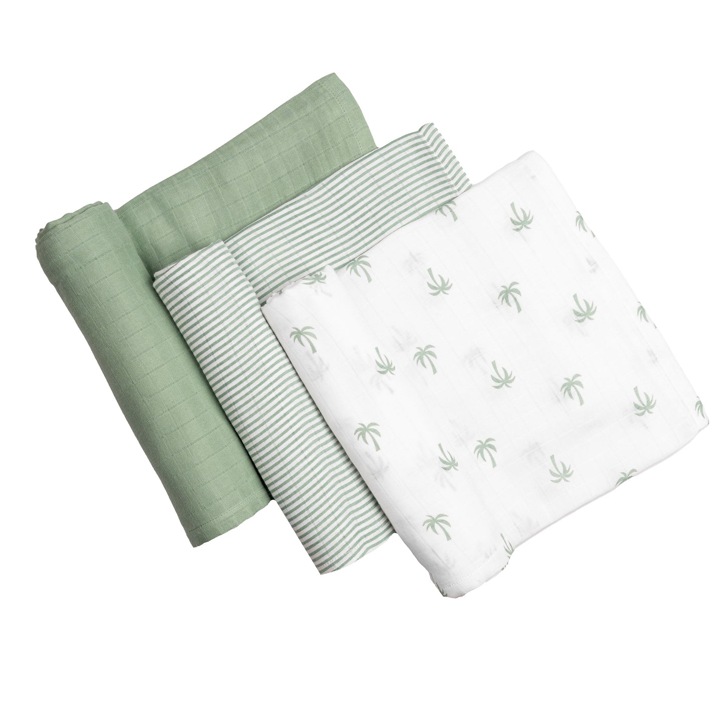 Organic Muslin Swaddles (Set of 3) – Palm (0-6 Months)