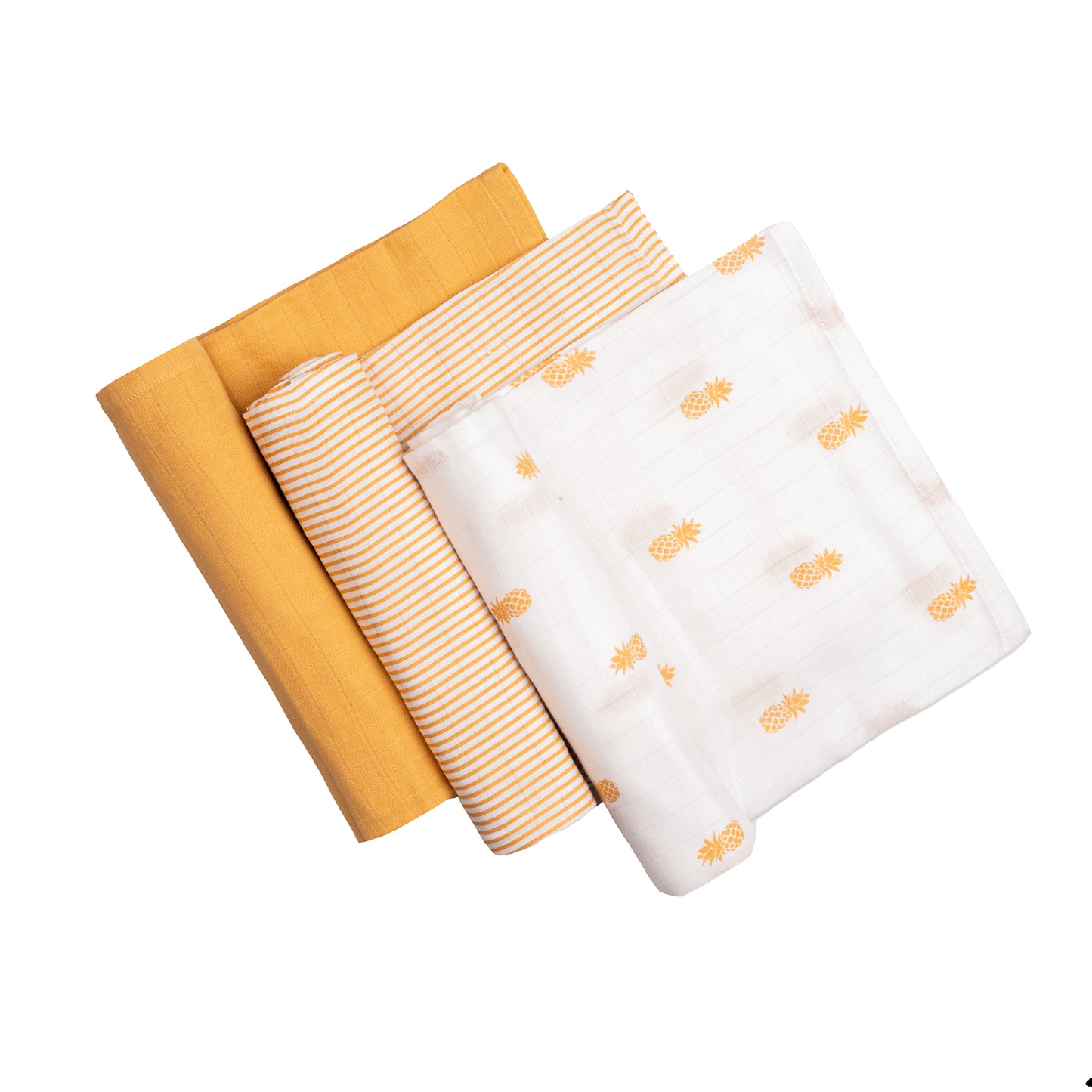 Organic Muslin Swaddles (Set of 3) – Pineapple (0-6 Months)