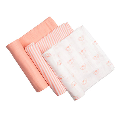 Organic Muslin Swaddles (Set of 3) – Rainbow (0-6 Months)