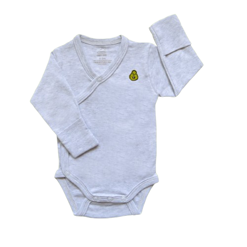 Long Sleeve Kimono Bodysuit - Grey Heather (3-6 Months)