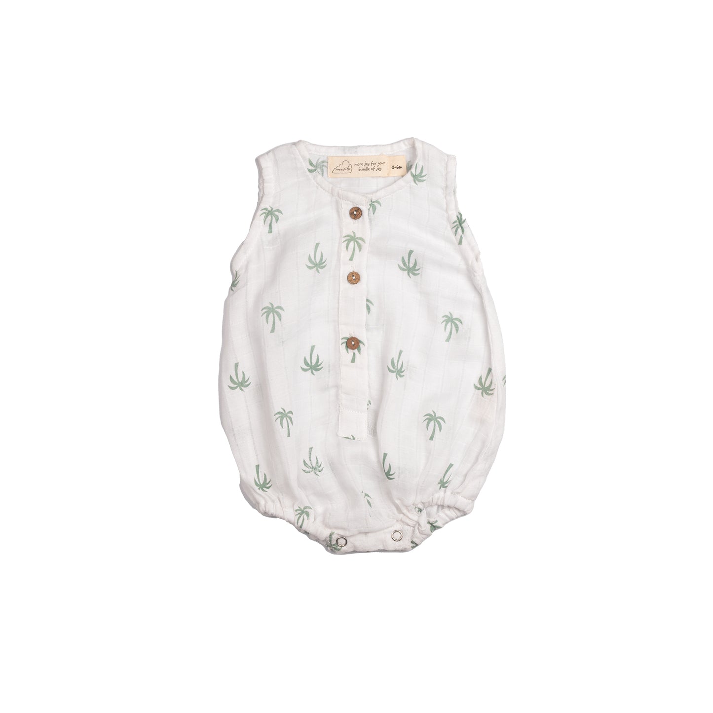 Organic Muslin Baby Romper (Pack of 3) – Palm (0-6 Months)