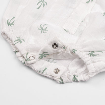 Organic Muslin Baby Romper (Pack of 3) – Palm (0-6 Months)