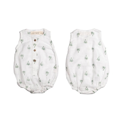 Organic Muslin Baby Romper (Pack of 3) – Palm (0-6 Months)