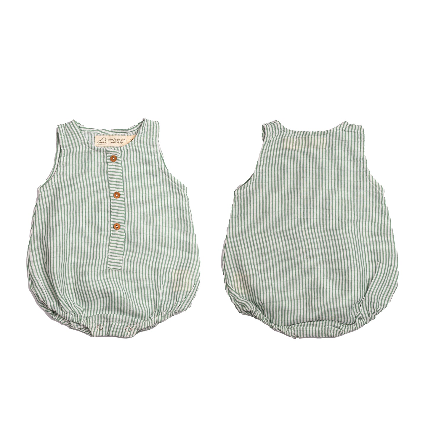 Organic Muslin Baby Romper (Pack of 3) – Palm (0-6 Months)
