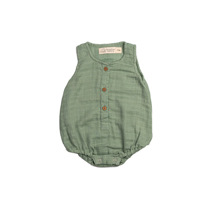 Organic Muslin Baby Romper (Pack of 3) – Palm (0-6 Months)