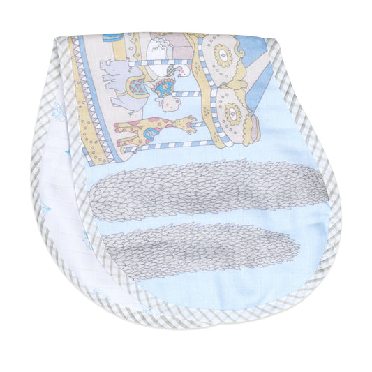 Organic Muslin Burp Cloth & Bib – Carnival Blue (All Ages)