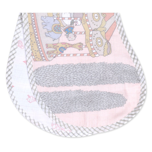 Organic Muslin Burp Cloth & Bib – Carnival Pink (All Ages)