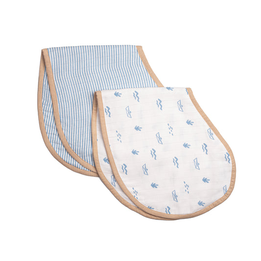 Organic Muslin Burp Cloth & Bib (Pack of 2) – Sea Breeze (All Ages)