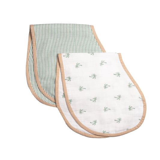 Organic Muslin Burp Cloth & Bib (Pack of 2) – Palm Paradise (All Ages)