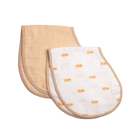 Organic Muslin Burp Cloth & Bib (Pack of 2) – Pineapple Bliss (All Ages)