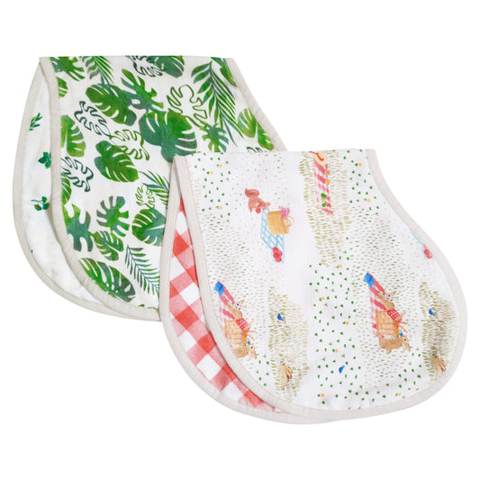 Bamboo Muslin Burp Cloth & Bib (Pack of 2) – Picnic Party (All Ages)