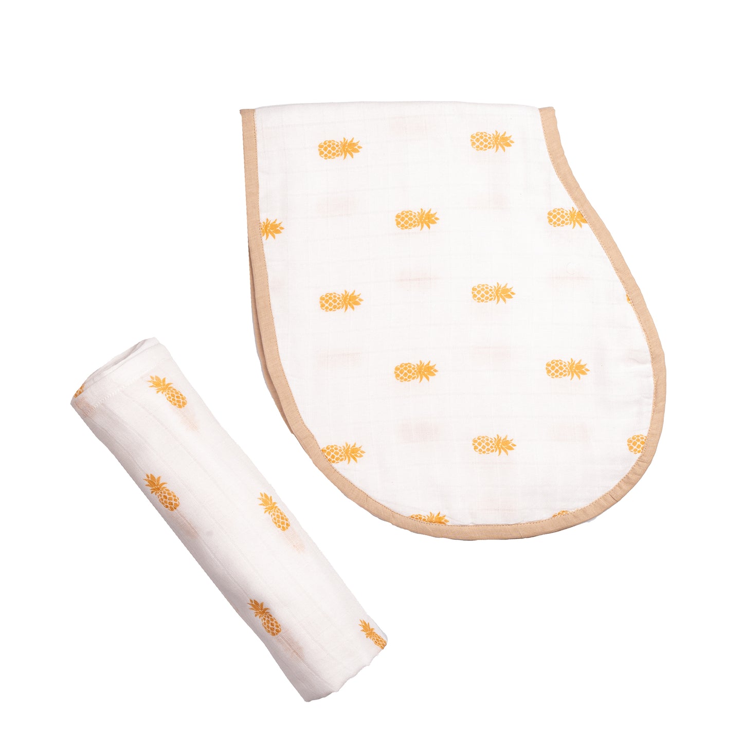 Swaddle & Burp Cloth Bib - Pineapple (0-12 Months)