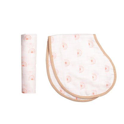 Swaddle & Burp Cloth Bib - Rainbow (0-12 Months)