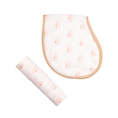 Swaddle & Burp Cloth Bib - Rainbow (0-12 Months)
