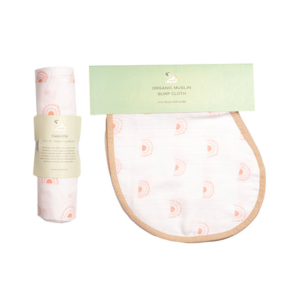 Swaddle & Burp Cloth Bib - Rainbow (0-12 Months)