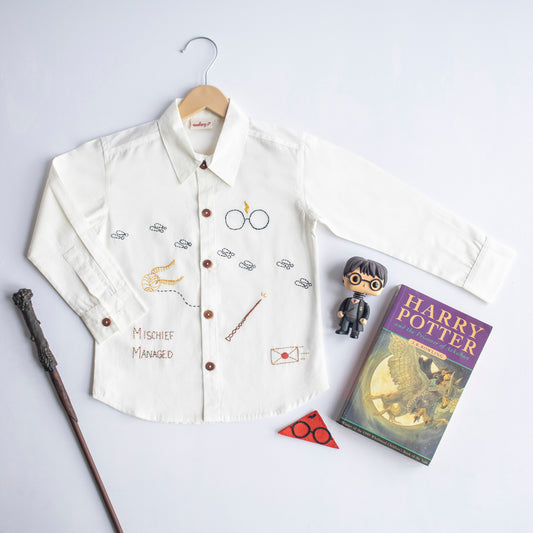 Potter - Magic Inspired Embroidered Unisex Shirt - White (1-10 Years)
