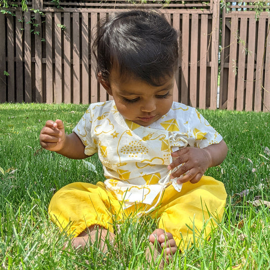 Organic Patang Angarakha With Yellow Pants (0-6 Months)