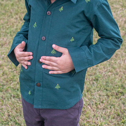 Pined Pine Trees Embroidered Formal Shirt (1-8 Years)
